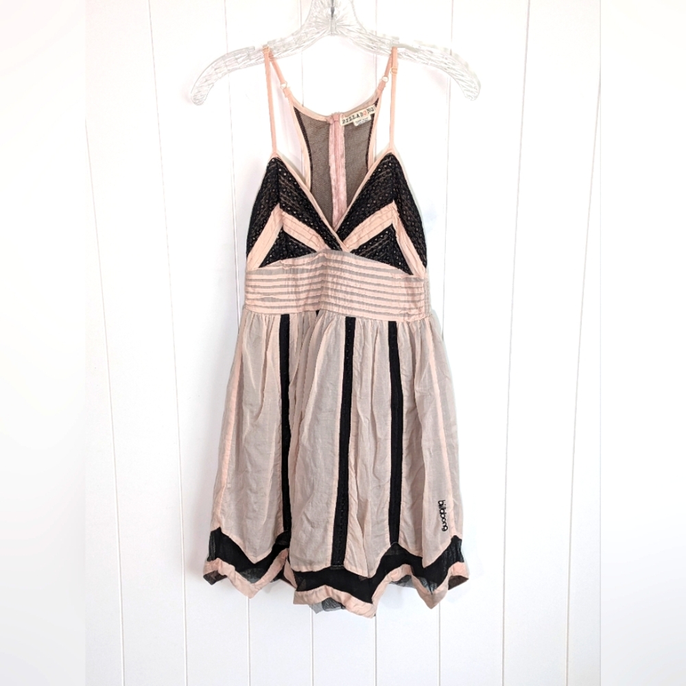 Billabong light pink and black mesh mini dress